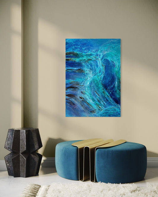 Wind on the reef - Ripples are torn and then thrown about in a fine mist over the reef.