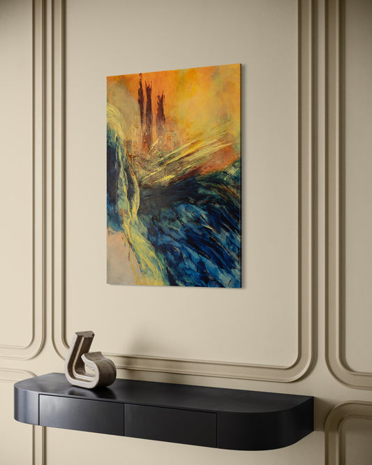 Against the rocks - A coastline thick with sea mist where a brooding wave gathers force before its release in shards of foaming spray.