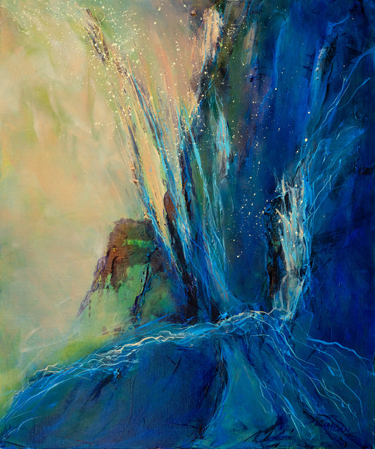 Seawall - A reverse water avalanche driving up before expunging myriads of fine droplets from its peak.