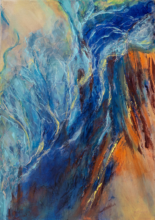 Shore's edge - Craggy rocks throw up a barrier to the sea's advance. There is a bubbling boiling response.