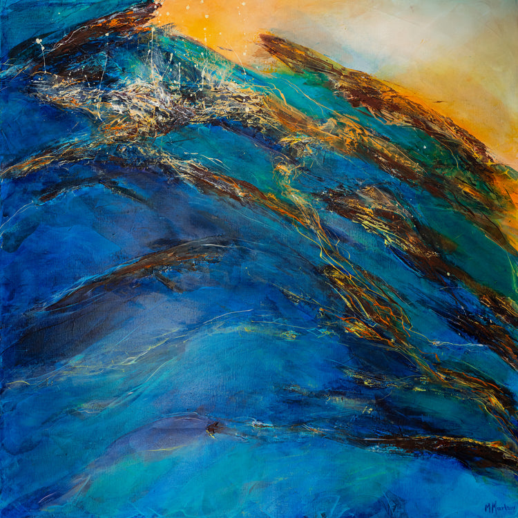 Daybreak on the reef - A windless rolling moment of calm just at dawn with a sudden "pop" of gentle spray on an outcrop.